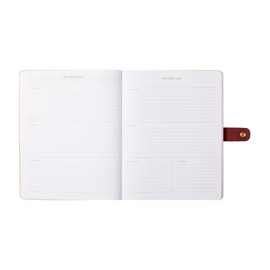 Fringe Studio 2026 Weekly Planner, Aug 2025 - Dec 2026, 17 Month, Faux Leather Wrapped Cover, "PRETTY STAMP BLUSH ", 8"w x 10"h, 240 Pages (137FL001)