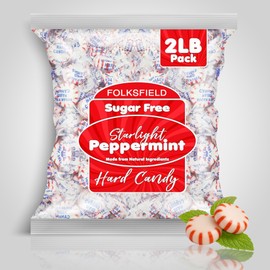 Sugar Free Peppermint Candy - 2 Lbs of Sugar Free Hard Candy Individually Wrapped - Ideal for Diabetics and Keto Followers - Refreshing and Minty Flavor - Packaged Fresh in USA