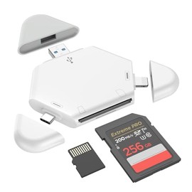 JESWO 3 en 1 Lector de Tarjetas SD, Adaptador SD/TF a OTG USB/Tipo C/iOS, para SD/SDXC/SDHC/Micro SD/Micro SDXC, Compatible con Todas Las Tableta y Te