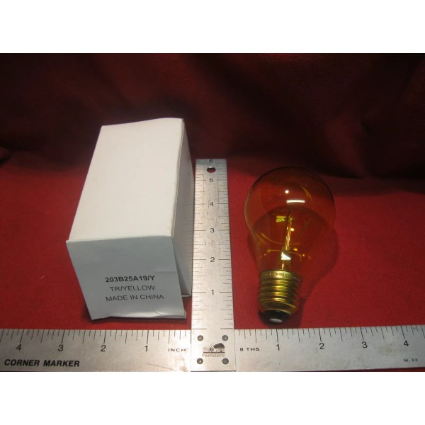Midway 203B25A19/Y Transparent Yellow 25 Watt 130v Medium Base E27