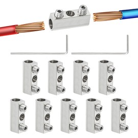 PATIKIL Steel Wire Rope Cable Clamp, 10 Pack M3.5 Wire Rope Clips 3.9mm Line Hole with End Screw Stopper and Wrench Silver Tone