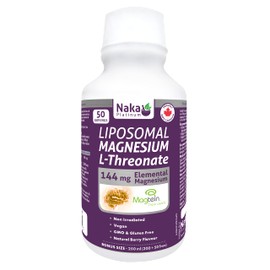 Naka Liposomal Magnesium L-threonate, 144mg Elemental Magnesium, Berry Flavour, Made in Canada (200+50ml FREE)