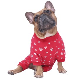 iChoue French Bulldog Pajamas Onesie Suit PJS Bodysuits for Medium Dogs Large Frenchie Pug English Pitbull Boston Terrier - Red Diamond, L