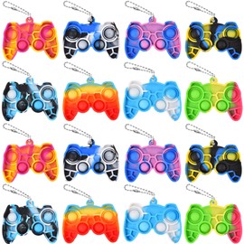 16 Pcs Mini Pop Fidget Keychain,Tiny Push Pop Fidget Toy Back,Fidget Toys Bulk,Keychain Pop Bubble Toy,Anxiety Stress Reliever Toy for Kids Adults.
