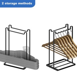 Thipoten Hanger Organizer, Adjustable metal Hanger Stacker for adults and children, Holding up to 55 velvet/wire/plastic hangers, Perfect Space Saver for Closet Laundry Room (Black)