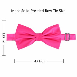 Alizeal Pre-tied Adjustable Bow Tie for Men Formal Solid Tuxedo Bow Tie, Hot Pink