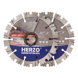 HERZO Set of 2 Diamond Cutting Discs Diameter 125 mm x 22.23 mm Diamond Cutting Disc Segmented for Concrete, Stone, Marble, Granite, Brick