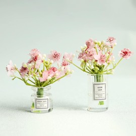 Miniature Flowers in Vase Set - 1:6 Scale Dollhouse Décor with Realistic Details, Tiny Floral Arrangements for Micro Landscape, Train Platform and Fairy Garden Accessories​ (B-1)