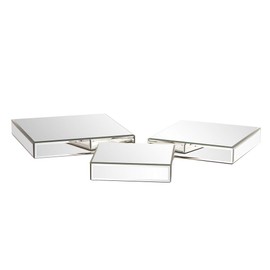 Howard Elliott Square Mirrored Product Display Platform Riser, Beautifully Accent a Table Display, Decorative Piece, Showpeice Display, Mirror Finish, 3 Piece