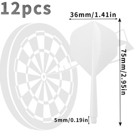 Pyroclasia Pack of 12 Darts Flights with Shafts Stable Darts Accessories Fusion Flights Dart Flyer with Shaft Integrated Fixed Flights Plastic Dart Shafts Shaft Flight System Combo (2BA) (White)