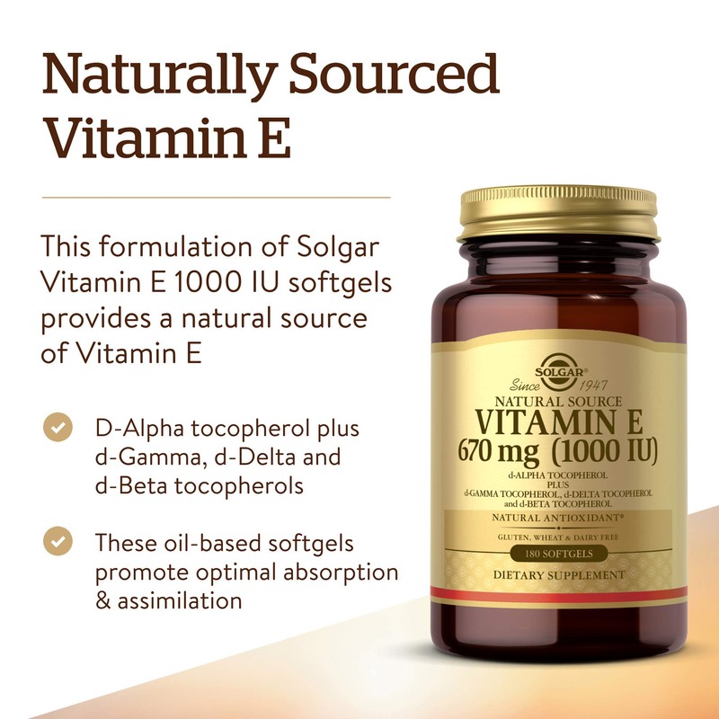 Solgar Vitamin E 670 mg (1000 IU), 180 Softgels -