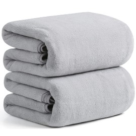 GraceAier Ultra Soft Oversize Bath Towels 2 Pack (35" x 70") - Quick Drying - - Microfiber Coral Velvet Highly Absorbent Towel for Bath Fitness, Bathroom, Sports, Yoga, Travel