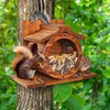 MIXUMON Wood Squirrel Feeder, Squirrel Feeders for Outside Winter, Wooden