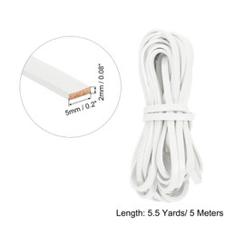 uxcell Flat Leather Cord, 5.5 Yard 5mm Leather String Strips Lacing for DIY Crafts Making Bracelet Purse Strap, Pure White