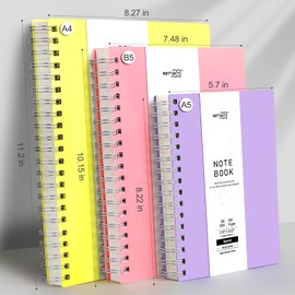 RETTACY A5 Notepad, Notebook, Spiral Bound Notebooks, 300 Sheets/150 Pages for Writing, 100 GSM College Ruled Paper, PVC Hardcover, 14.5 x 21 cm - Purple