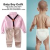 Baby Boy Gentleman Outfit Children Exquisite Stripe Shirt Suspender Pants
