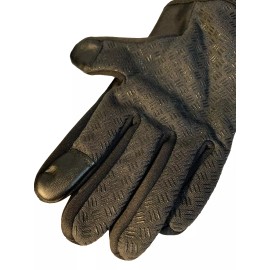 Ladies Womens  Large Zipper Tech Non Slip Palm Gloves Black Fleece Lined Design