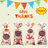 Thanksgiving Cellophane Bags Fall Maple Leaves Plastic Treat Bags Hello