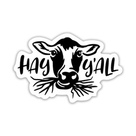 Hay Y'all Cow Calf Vinyl Decal Sticker | Cars Trucks Vans SUVs Walls Cups Laptops | 5 Inch (Black)