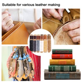 Sewing Thread 360 Metres 150D Leather Sewing Wax Thread for Leather Crafts DIY Sewing Crafts 12 Colours, Each of 30 Metres