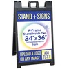 One Black Signicade Deluxe A-Frame with 2 Custom Printed Signs