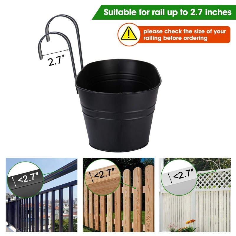 OGIMA Railing Planter Box, 3 Pack 16" Large Hanging Planters