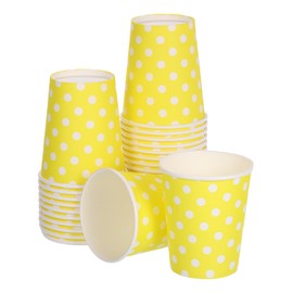 sourcing map Disposable Paper Cups, 50 Pack 9 OZ Party Decorative Cups for Coffee,Tea,Milk, Suitable for Party, Picnic,Travel and Event (Yellow Polka Dots)