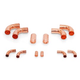 FLOTREK 3/8" & 3/4" OD HVAC Long Radius Copper Kit - (2) Coupling,(2) 90's,(2) Street