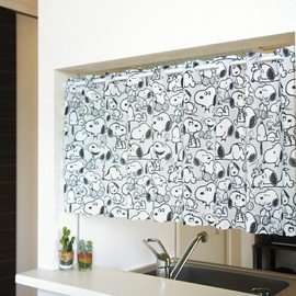 Noren Kobo 95208 Snoopy Cafe Curtain, Full of Snoopy, Width 47.2 x Length 17.7 inches (45 cm), Small Window, Blindfold