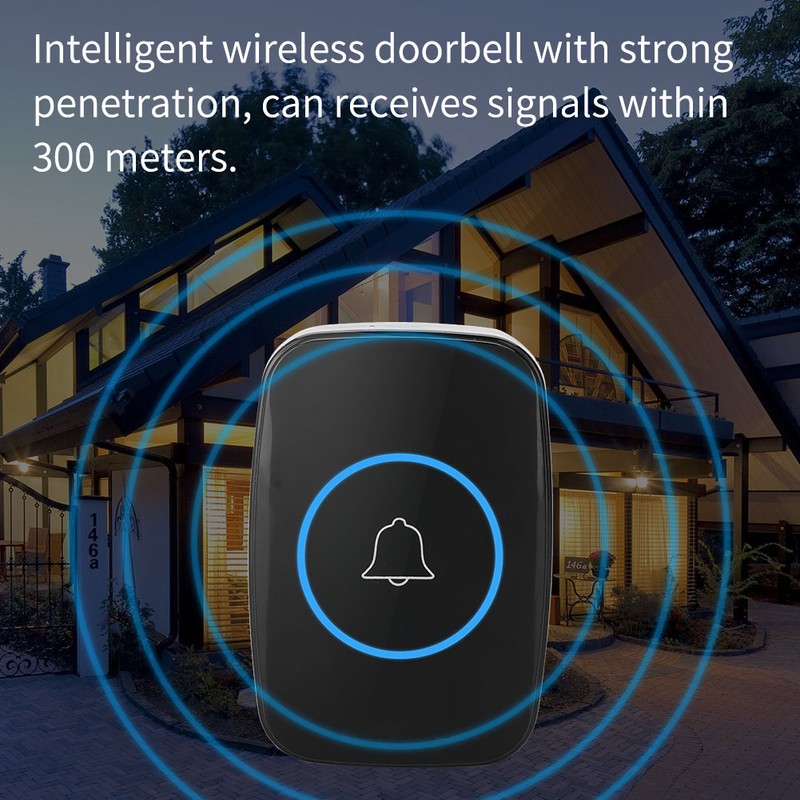 Wireless Music LED Doorbell Outdoor Transmitter Indoor Receiver 300m Remote