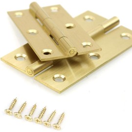 4 Pcs,Solid Brass Butt Hinge,High-end Brass Hinges Door Hinges,Folding Butt Hinges Furniture Cabinet Butt Hinges with Hinge Fixing Screws, Gold, 2.5 Inch