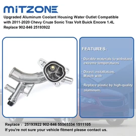 MITZONE Upgraded Aluminum Coolant Housing Water Outlet Compatible with 2011-2020 Chevy Cruze Sonic Trax Volt Buick Encore 1.4L Replace 25193922 902-846