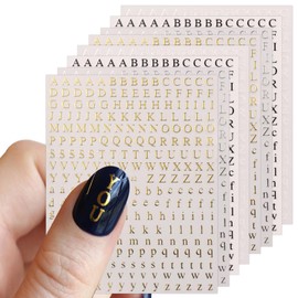 JMEOWIO Nagelsticker Englisches Alphabet Gold Silber 8 Blatt Nail Art Sticker Selbstklebend Nagelaufkleber Dekoration Nageldesign Zubehör