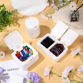 LemonRoad 3 Pack Floss Pick Holder Container Press Flip Refillable Quick Refill Cotton Swab Holder Reusable Cotton Pad Plastic Container Dispenser Box for Home Hotel Office Bathroom Organizer