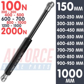 Universal Gas Struts Heavy Lid Support Stay Bar Kitchen Cabinet Cupboard Box with BALL Heads Force 100N to 2000N, Open Length 150MM to 1000MM AUTORCE (300 MM, 100 (N))