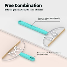 MAX LINTPLUS Pet Hair Remover - 2X Larger Cleaning Head, Adjustable 2-in-1 Handle (Extended & Compact Modes), Effortless Fur Removal from Carpets, Furniture, Bedding & Upholstery