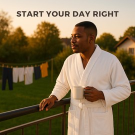 Jmr Usa Inc. Unisex 100% Cotton Terry Cloth Bathrobe – Ideal Robe for Men & Women at Home, Spa, Hotel, Sauna, Pool, Bath & Shower - White