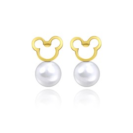 GILIEYER Mouse Earrings, Silver Stud Earrings With Cubic Zirconia Mouse Shape Rose Gold Earring Bow Cartilage Animal Earrings Charm Stud Ear Jewelry for Women (Style6-Gold)