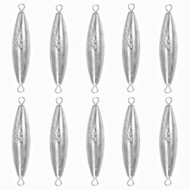 Magnoloran 10 Pack Fishing Weights Inline Trolling Sinkers Weights Kit Saltwater Bullet Lead Fishing Sinkers Double Ringed One Piece Wire Fishing Weights Torpedo Sinkers Catfishing Sinkers-0.7oz(20g)