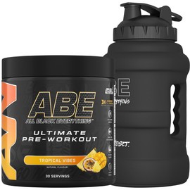 Applied Nutrition Applied Nutrition Bundle ABE Pre Workout 375g + JUG 2.5 LT Matt Black | All Black Everything Pre Workout Powder, Energy & Physical Performance with Creatine, Beta Alanine (Tropical)