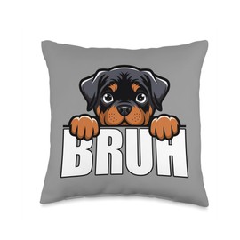 Funny Rottweiler Bruh Cute Rottie Dog Lover Men Boys Kids Throw Pillow