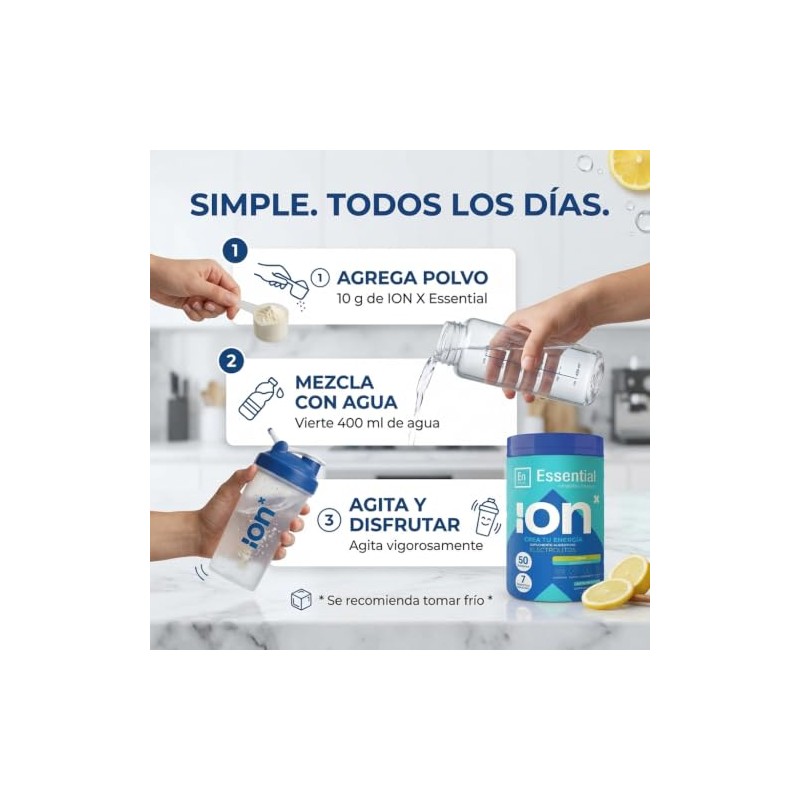 Ion Essential Electrolitos Polvo Hidratación Natural Diaria Vitamina Miel Monk