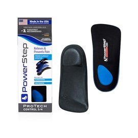 PowerStep ProTech Control 3/4 Orthotic Inserts - Medical Grade Orthotics for Overpronation, Plantar Fasciitis & Arch Pain - Moderate Cushioning - Premium Foam Heel - Made in The USA (M 5-6.5 W 7-8.5)