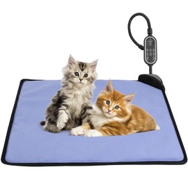 Rasfalo Cat & Dog Heating Pad - 3 Timer and 3 Level Temperature Smart Sensor Electric Pet Heating Pad with Chew Resistant Cord, Indoor Outdoor Warm Heated Bed for Dogs Cats - 17.7x17.7