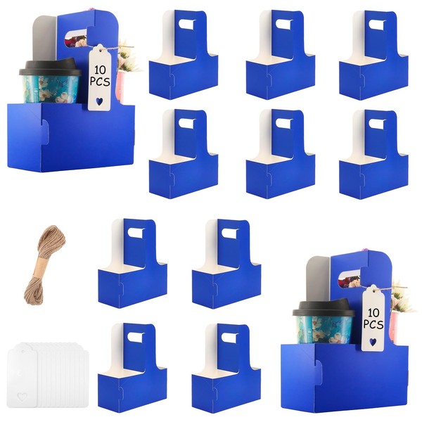 suooydoy 10 Pack 2 Cup Disposable Drink Carrier with Handle