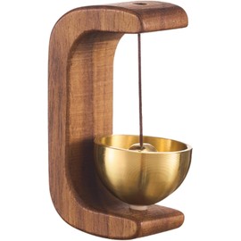 Wooden C Shaped Wind Chime，Suction Door Type Solid Wooden Wind Chime, Shopkeepers Bell for Door Opening, Magnetic Doorbell, Cute Decorative Doorbell for, and Restaurant (Dark Color)