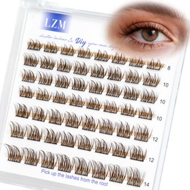 LZM Brown Individual Eyelashes, Fake Lashes, 8-14 mm, C Curl False Eyelashes, Natural Look, Artificial Eyelashes, Soft DIY Brown Cluster Eyelashes, Individual Natural Eyelashes, Brown Lashes (Brown