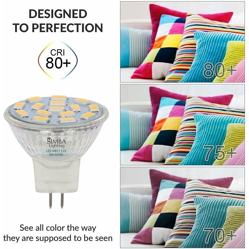 Simba Lighting [4 Pack] LED MR11 3W 20W 12V Halogen