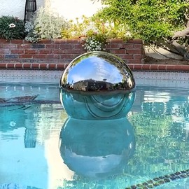 Lily's Home Gazing Globe Mirror Ball in Silver Stainless Steel - 10 Inch