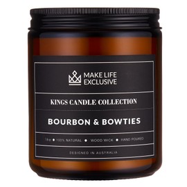 Scented Candles for Men | Bourbon Scented & Bowties | Wooden Wick, Long Lasting, Masculine Scents | Natural Soy Jar Candle for Home, Bacehlor Pad Decor | The Perfect Mens Gift
